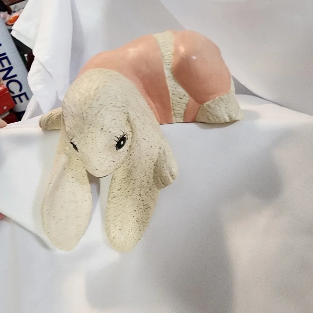Lot Of 2 Vintage Ceramic Hanging Floppy-Ear Bunny Grannycore, Cottage